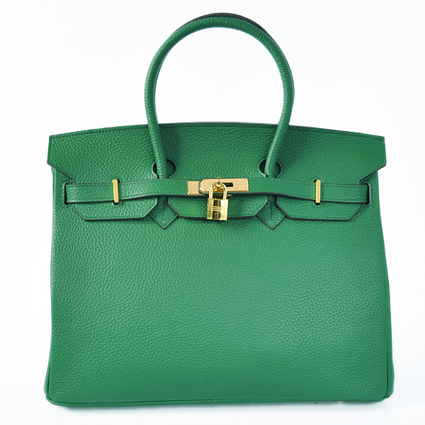 H35LDGG Hermes Birkin 35CM pelle clemence in verde scuro con G